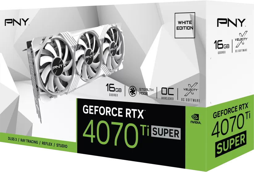 PNY GeForce RTX 4070 Ti Super Verto Triple Fan OC White 16Go