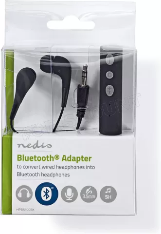 Photo de Adaptateur Bluetooth Nedis avec micro pour écouteurs filaires (Noir)
