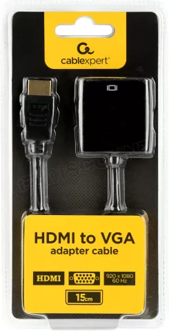 Photo de Adaptateur CableXpert HDMI mâle vers VGA femelle 15cm (Noir)
