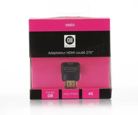 Photo de Adaptateur D2 Diffusion HDMI 2.0 mâle (Type A) vers HDMI femelle (Type A) Coudé à 270° (Noir)
