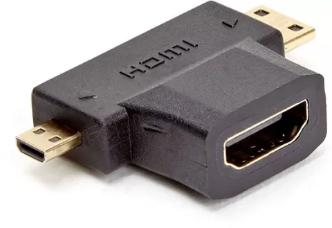 Photo de Adaptateur D2 Diffusion Micro HDMI mâle (Type D) et Mini HDMI mâle (Type C) vers HDMI femelle (Type A) (Noir)