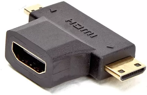 Photo de Adaptateur D2 Diffusion Micro HDMI mâle (Type D) et Mini HDMI mâle (Type C) vers HDMI femelle (Type A) (Noir)
