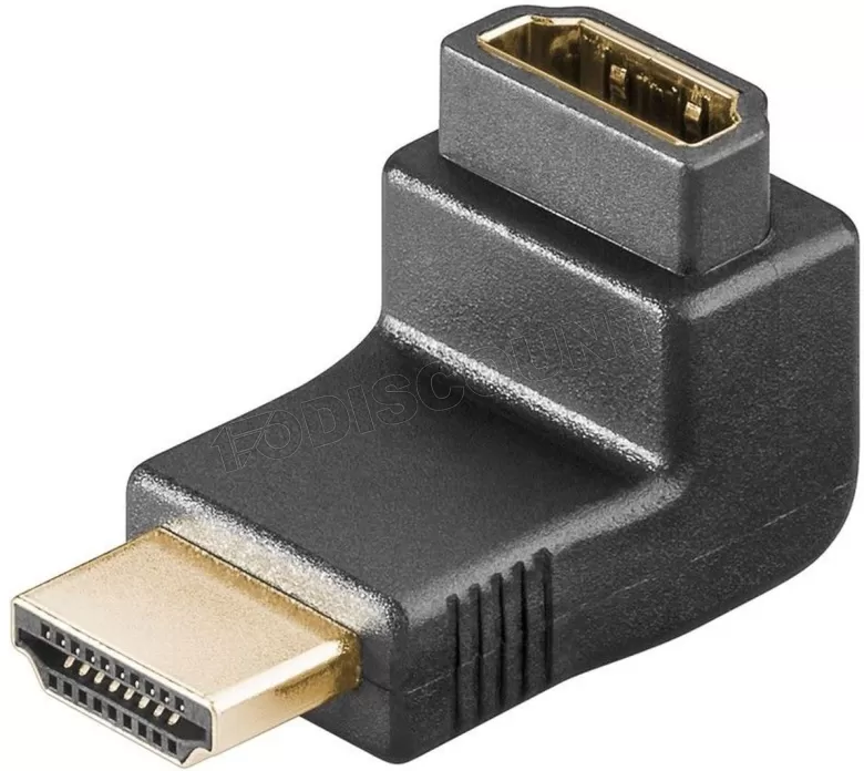 Connectland AD-HDMI-M-HDMI-F-Bas Adaptateur HDMI Male/Femelle Coude Bas 