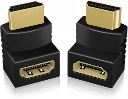 Photo de Adaptateur HDMI mâle (Type A) Icy Box vers HDMI femelle (Type A) Coudé à 90° (Noir)