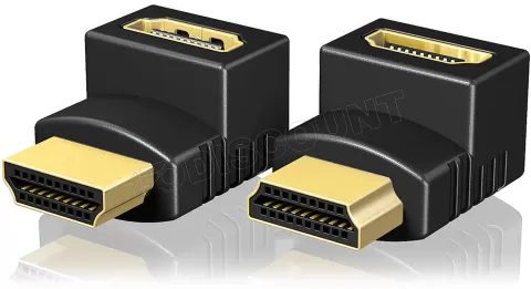 Photo de Adaptateur HDMI mâle (Type A) Icy Box vers HDMI femelle (Type A) Coudé à 90° (Noir)
