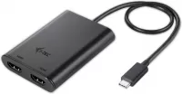 Photo de Adaptateur I-Tec USB type C mâle vers 2x HDMI femelle (Type A) 30cm (Noir)