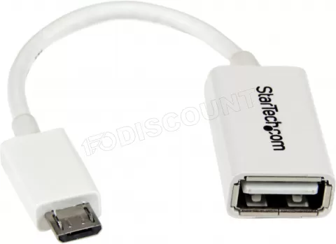Photo de Adaptateur micro USB mâle vers USB femelle (OTG) Startech pour smartphone/tablette (Blanc)