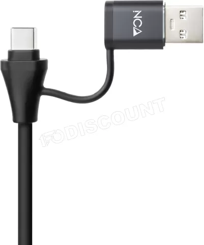 Photo de Adaptateur Nanocable USB-C/USB-A mâle vers HDMI femelle (Gris)