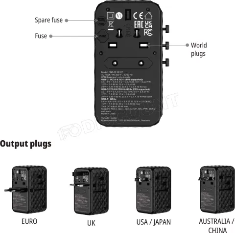 Photo de Adaptateur universel de voyage Verbatim Charge'N'Travel 85W (Noir)