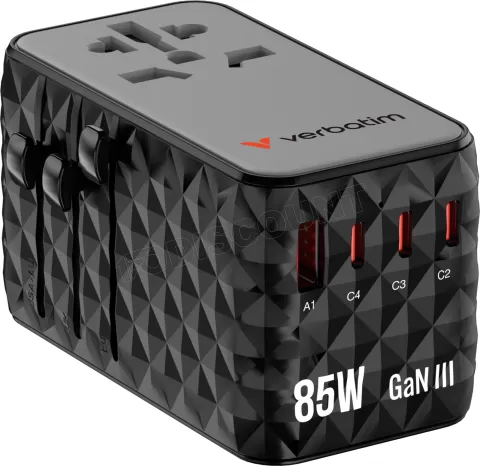Photo de Adaptateur universel de voyage Verbatim Charge'N'Travel 85W (Noir)