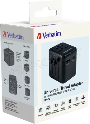 Photo de Adaptateur universel de voyage Verbatim UTA-02 20W (Noir)
