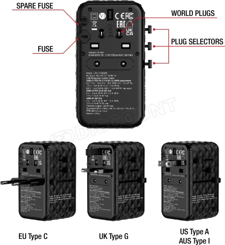 Photo de Adaptateur universel de voyage Verbatim UTA-10 140W (Noir)