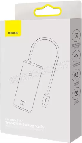 Photo de Adaptateur USB 3.0 Type C Baseus Lite vers HDMI, lecteur de carte SD et USB Type A/C (Noir)