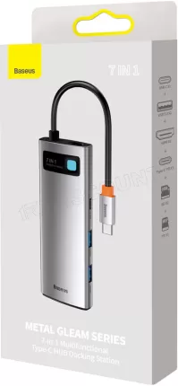 Photo de Adaptateur USB 3.0 Type C Baseus Metal Gleam 7en1 (Gris)
