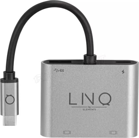 Photo de Adaptateur USB 3.0 Type C LinQ vers HDMI, VGA et USB Type A/C (Noir)