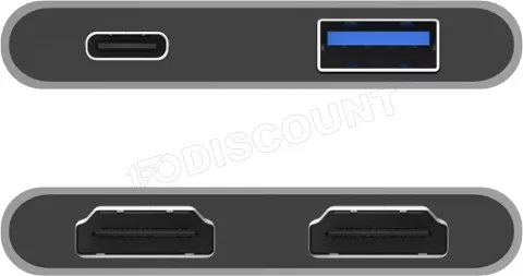 Photo de Adaptateur USB 3.0 Type C Mobility Lab vers HDMI, USB Type C et A (Gris)