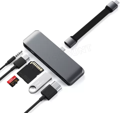 Adaptateur USB 3.0 Type C pour iPad Satechi Mobile Pro Hub vers HDMI, SD,  USB-A et Type C (Gris) à prix bas