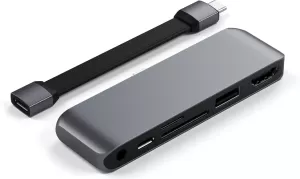 Photo de Adaptateur USB 3.0 Type C pour iPad Satechi Mobile Pro Hub vers HDMI, SD, USB-A et Type C (Gris)