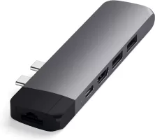 Photo de Adaptateur USB 3.0 Type C pour Macbook Pro Satechi Pro Hub vers RJ45, HDMI, SD, USB-A et Type C (Gris)