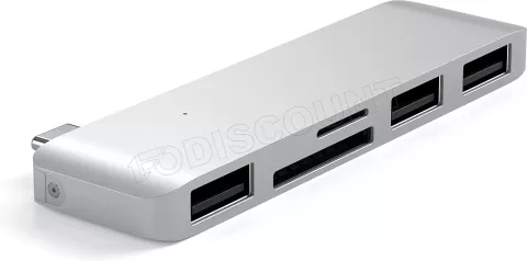 Photo de Adaptateur USB 3.0 Type C Satechi lecteur de cartes, 2x USB A et USB Type C (Argent)