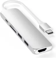 Photo de Adaptateur USB 3.0 Type C Satechi vers HDMI, lecteur de cartes, 2x USB A et USB Type C (Argent)