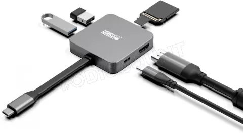 Photo de Adaptateur USB 3.0 Type C Urban Factory Hubee Light vers HDMI + Micro SD et USB