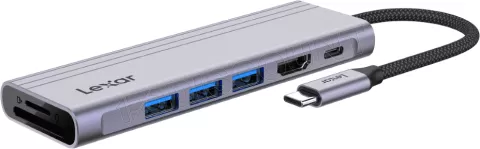 Photo de Adaptateur USB 3.2 Type C Lexar H31 vers HDMI, USB Type A/C, carte SD&Micro SD (Argent)
