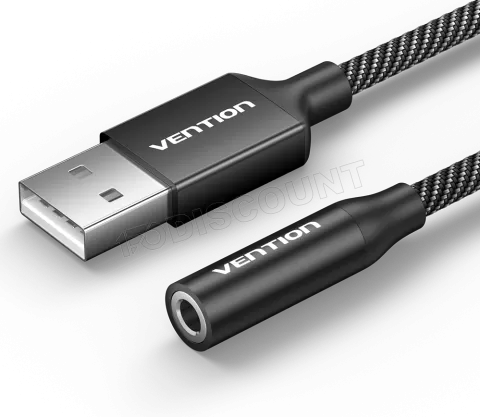 Photo de Adaptateur Vention USB-A mâle vers Jack 3.5mm femelle 0.25m (Noir)