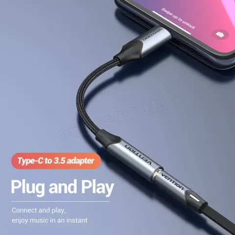 Photo de Adapteur Vention  USB-C vers Jack 3.5mm 0.1m (Noir)