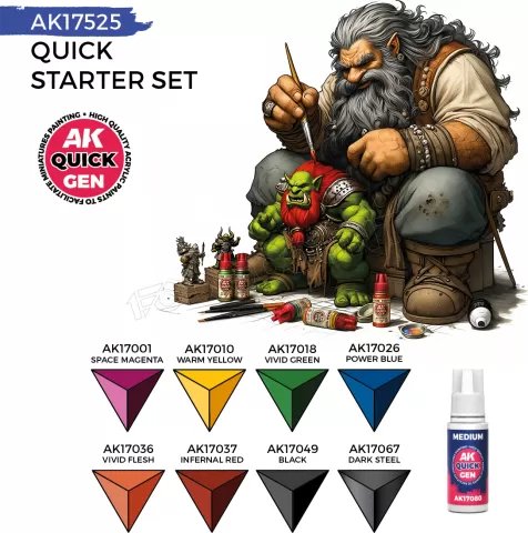 Photo de Ak Interactive Quick Gen - Quick Starter (Set 9 Refs + 1 Brush)