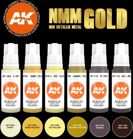 Photo de Ak Interactive Set de Peinture - Non Metallic Metal : Gold