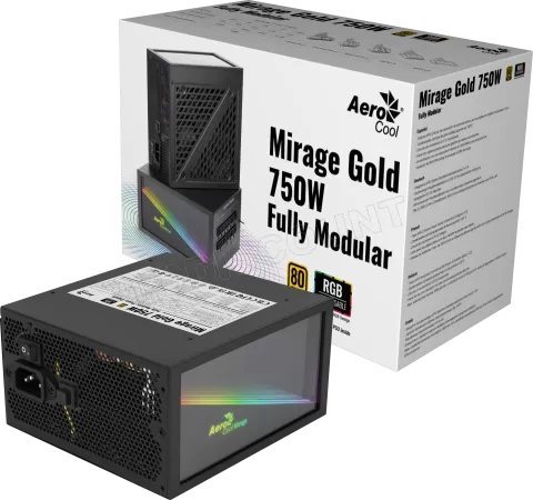 Photo de Alimentation ATX AeroCool Mirage Gold M RGB - 750W (Noir)