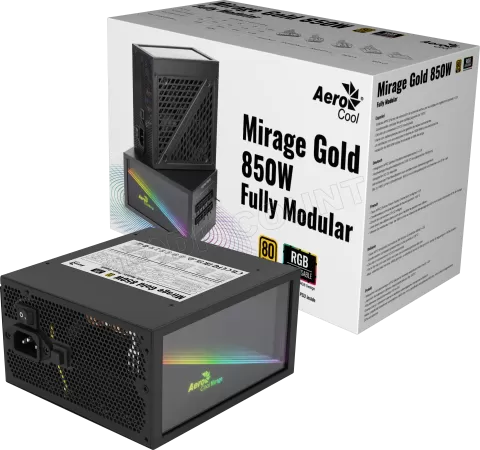 Photo de Alimentation ATX AeroCool Mirage Gold M RGB - 850W (Noir)
