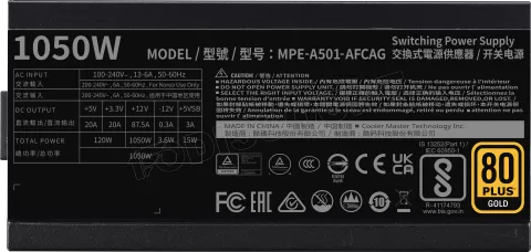 Photo de Alimentation ATX Cooler Master MWE Gold V2 ATX 3.1 - 1050W (Noir)