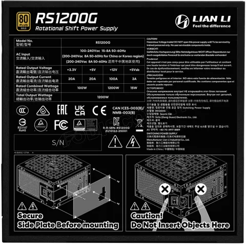 Photo de Alimentation ATX Lian Li Rotational Shift - 1200W (Noir) avec hub