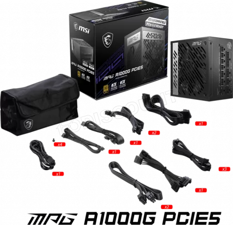 Photo de Alimentation ATX MSI MPG A1000G PCIe5 - 1000W (Noir)