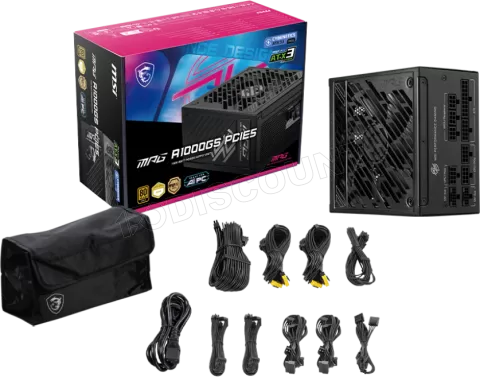 Photo de Alimentation ATX MSI MPG A1000GS PCIe5 - 1000W (Noir)