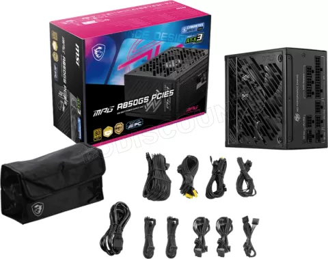 Photo de Alimentation ATX MSI MPG A850GS PCIe5 - 850W (Noir)