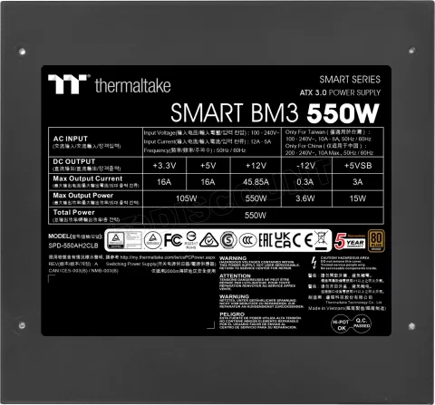 Photo de Alimentation ATX Thermaltake Smart BM3 - 550W (Noir)
