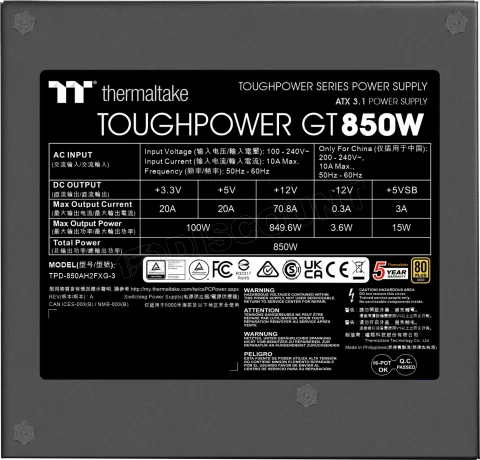 Photo de Alimentation ATX Thermaltake Toughpower GT - 850W (Noir)
