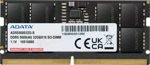 Photo de Barette mémoire 16Go SODIMM DDR5 Adata Premier 5600Mhz (Noir)