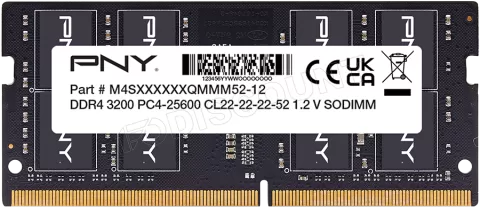Photo de Barette mémoire 8Go SODIMM DDR4 PNY Performance 3200MHz (Noir) Version SI