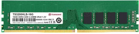 Photo de Barrette mémoire 16Go DIMM DDR4 Transcend 3200Mhz (Vert)