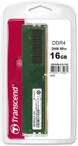 Photo de Barrette mémoire 16Go DIMM DDR4 Transcend JetRam PC4-21300 (2666 Mhz) (Vert)