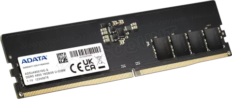 Photo de Barrette mémoire 16Go DIMM DDR5 Adata  4800MHz (Noir)