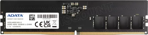 Photo de Barrette mémoire 16Go DIMM DDR5 Adata  4800MHz (Noir)