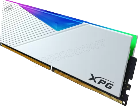 Photo de Barrette mémoire 16Go DIMM DDR5 Adata XPG Lancer RGB  7200MHz (Blanc)