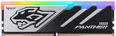 Photo de Barrette mémoire 16Go DIMM DDR5 Apacer Panther RGB 6000MHz (Noir/Argent)