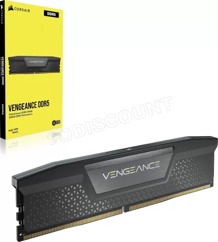 Photo de Barrette mémoire 16Go DIMM DDR5 Corsair Vengeance 5200MHz CL40 (Noir)