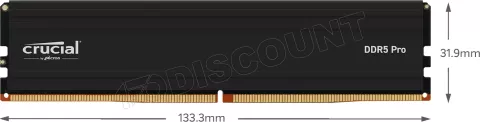 Photo de Barrette mémoire 16Go DIMM DDR5 Crucial Pro 6000MHz (Noir)